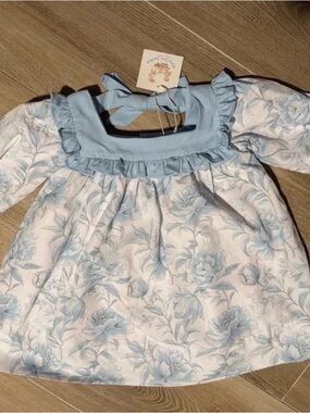 Busy Bees Smocks Classic Blue Floral Girls' Dress